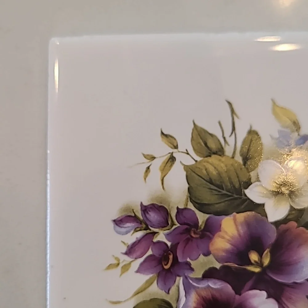 Purple Pansy Floral Tile Coaster